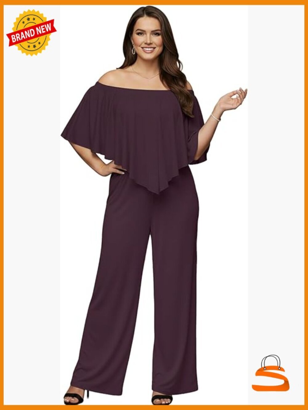 Strapless Floor-Length Jumpsuit with Pockets and Cape Sleeves